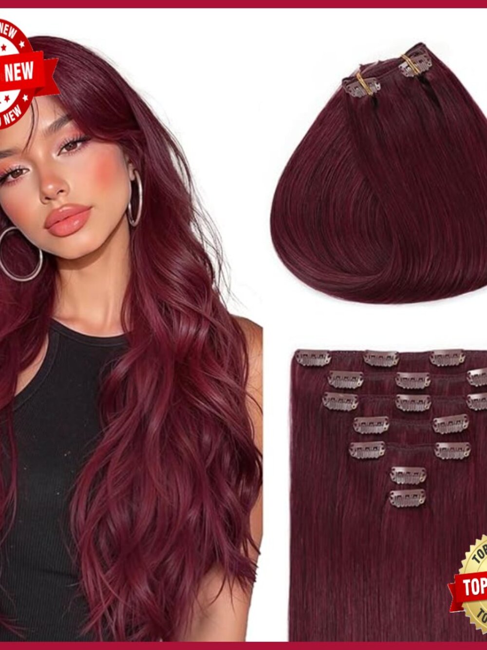 7-Piece Clip-In Human Hair Extensions 18 Inch Straight Double Weft